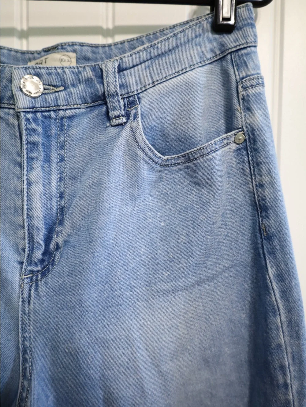 OAT New York Comfort Weave Denim Wide Leg Jeans Light Wash Size 10/30 - Picture 7 of 12